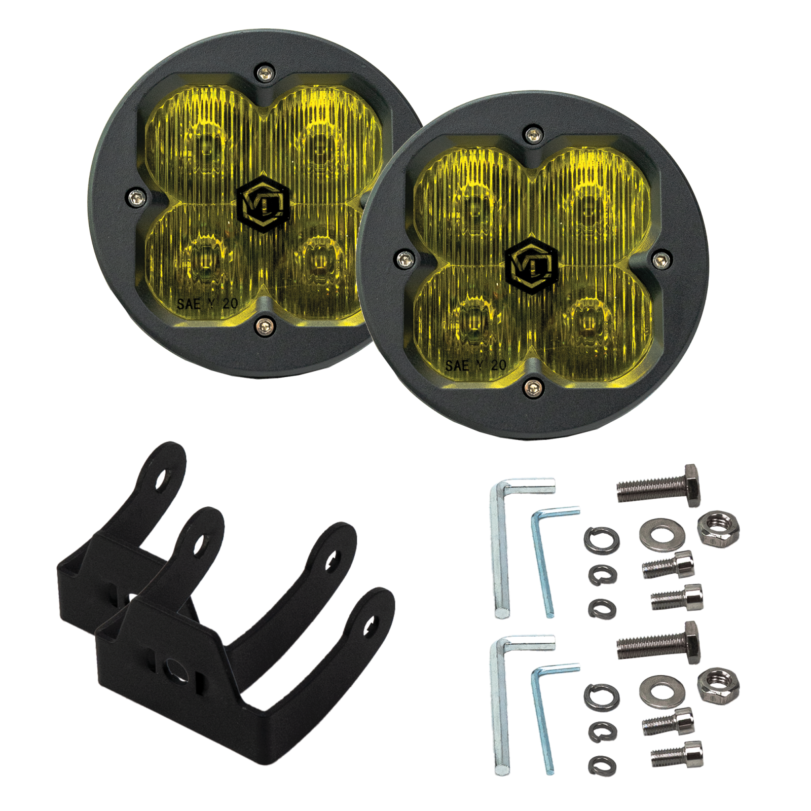 Vivid 11120 FNG SAE 3 Inch 20W Driving Light Pods With Round Amber DOT/SAE Pair | GarageAndFab.com