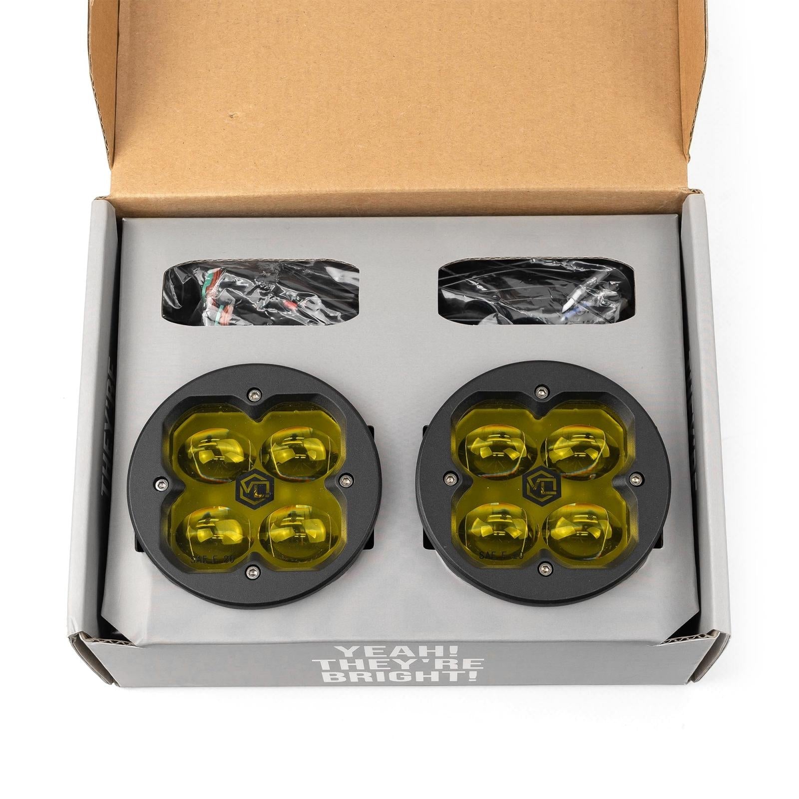 Vivid 11220 FNG SAE 3 Inch 20W Fog Light Pods With Round Amber DOT/SAE Pair | GarageAndFab.com