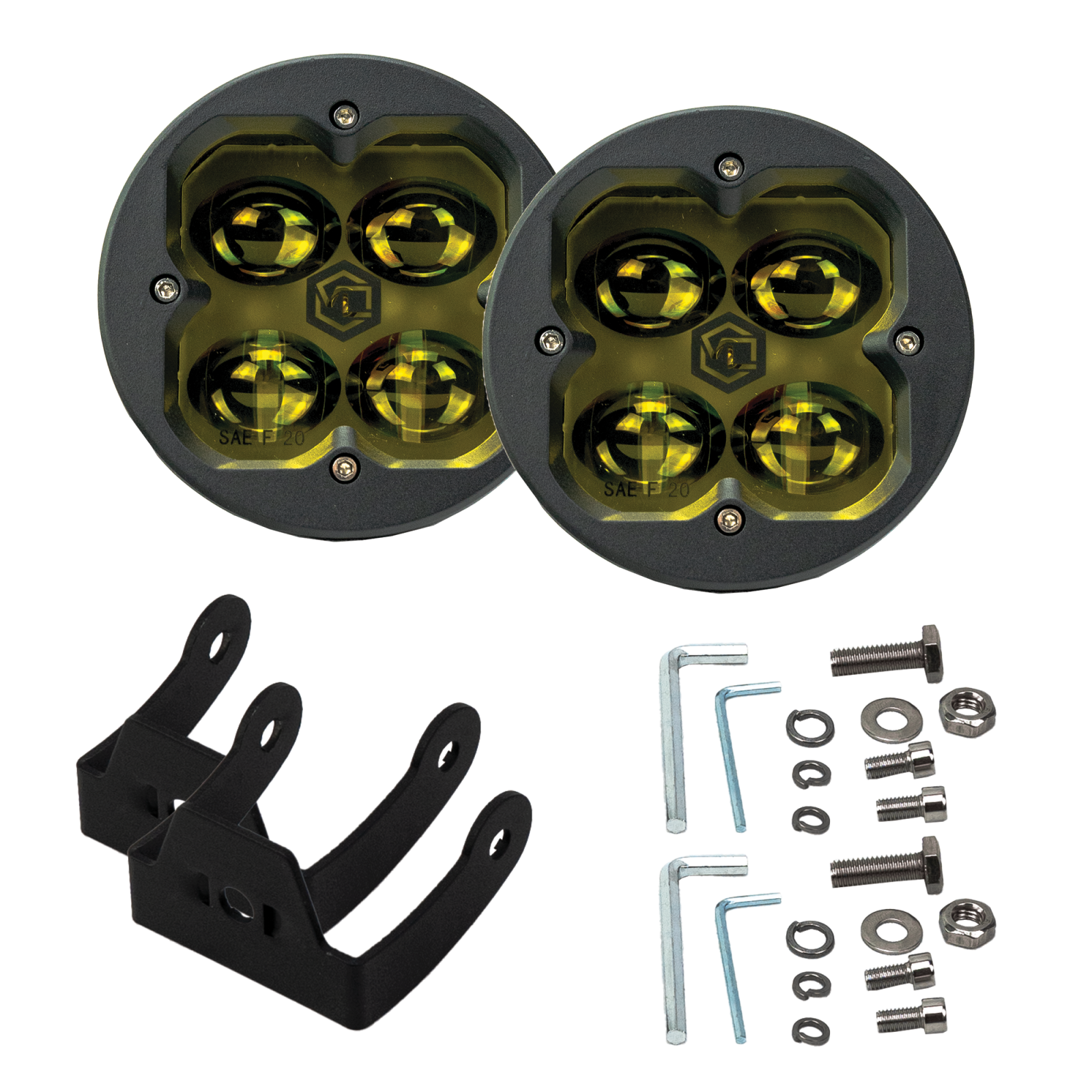 Vivid 11220 FNG SAE 3 Inch 20W Fog Light Pods With Round Amber DOT/SAE Pair | GarageAndFab.com