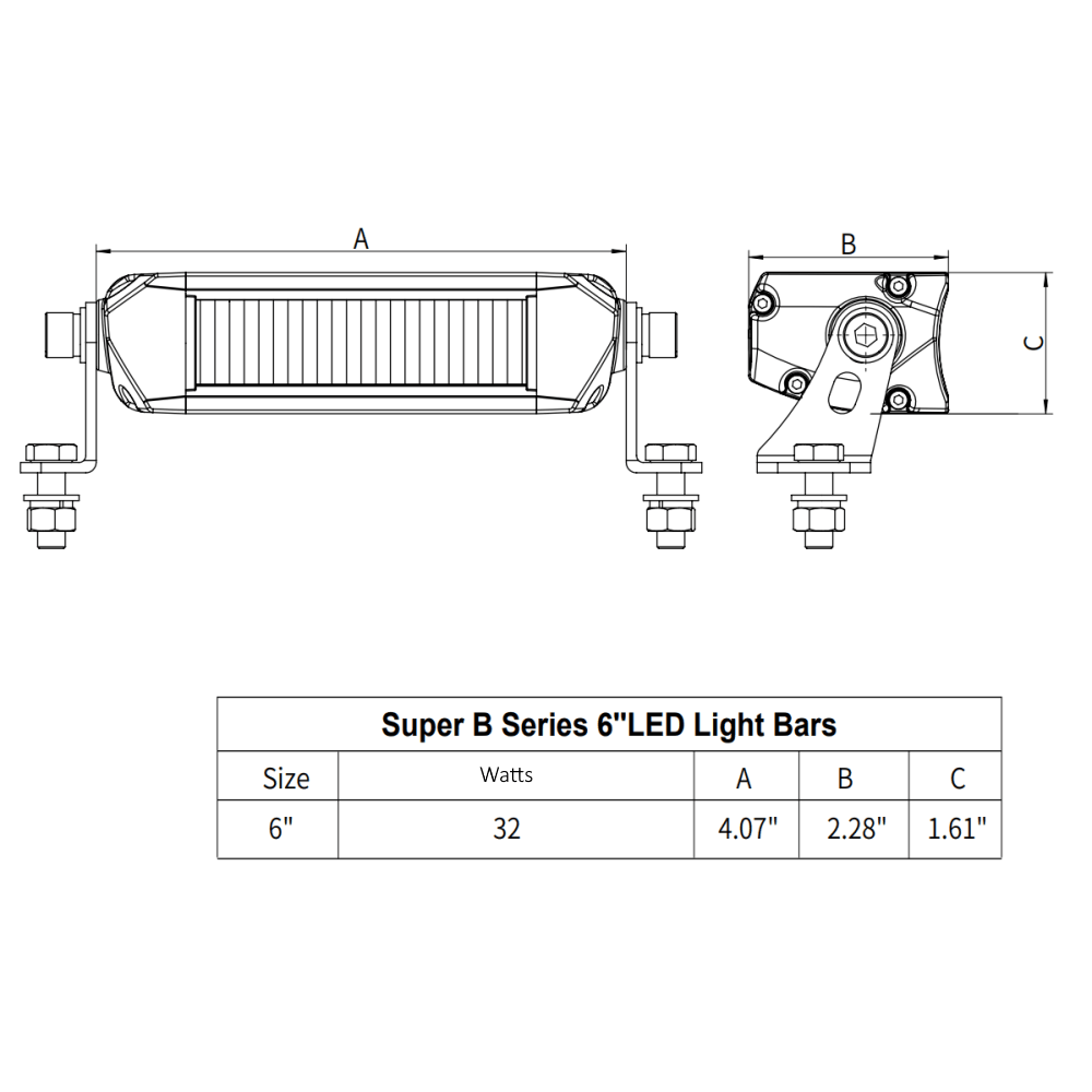 Vivid 15103 Super B Series 6 Inch Driving-Fog-Amber Strobe Light Bar DOT/SAE 2 Bars With Harness | GarageAndFab.com