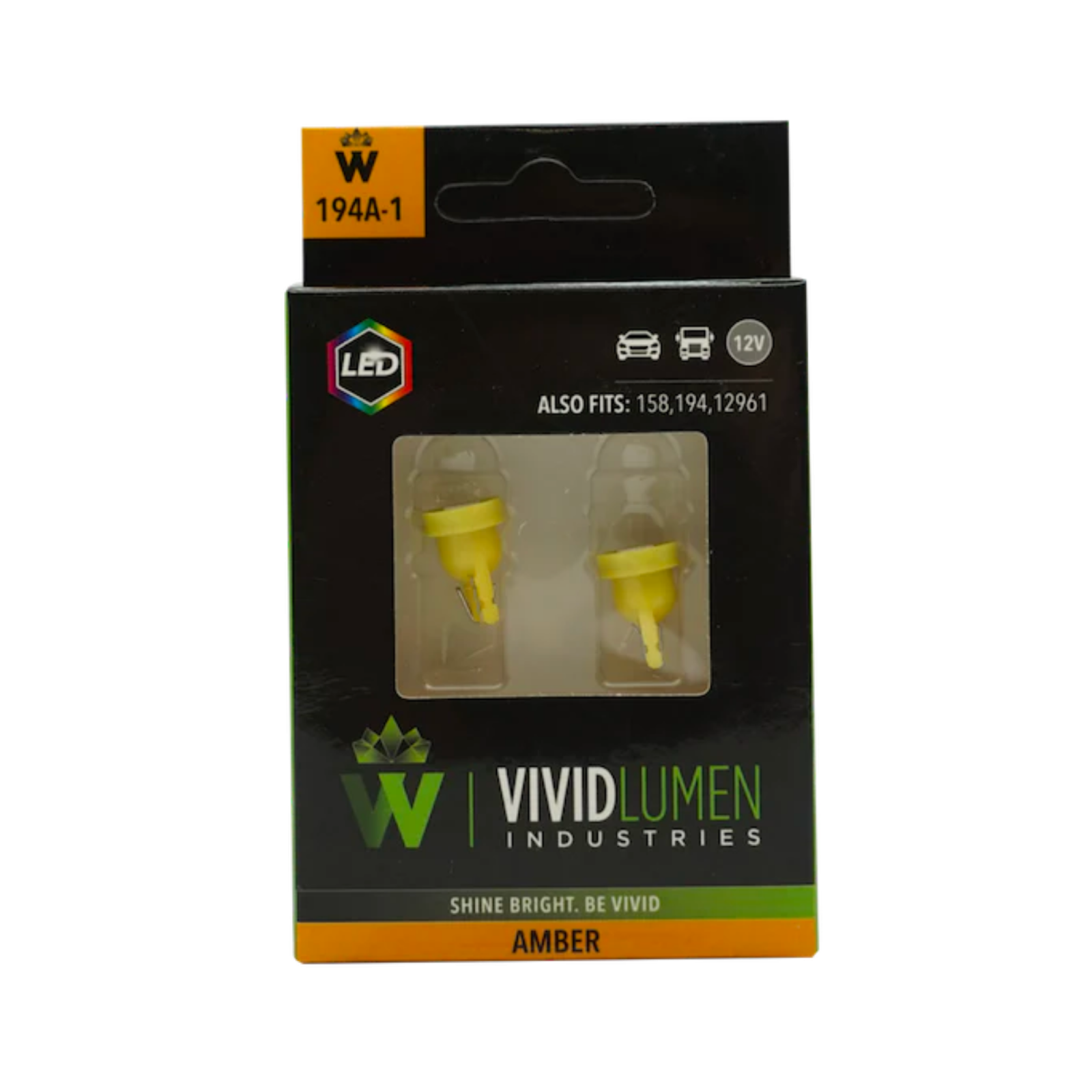 Vivid 194A-1 Long Lasting Led Bulbs Miniature 194 Amber Pair | GarageAndFab.com