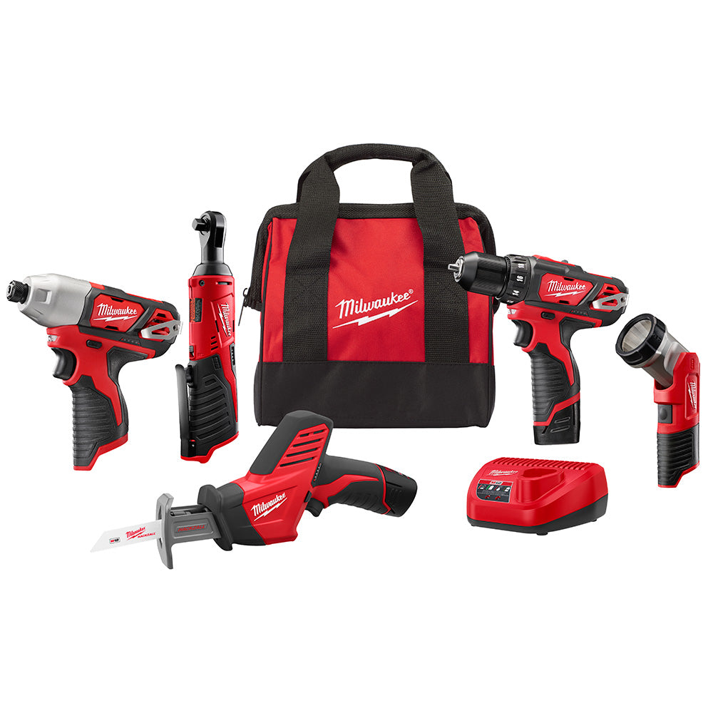 Milwaukee Electric M12 5 Pc Special Buy Kit - MLW-2498-25 | GarageAndFab.com