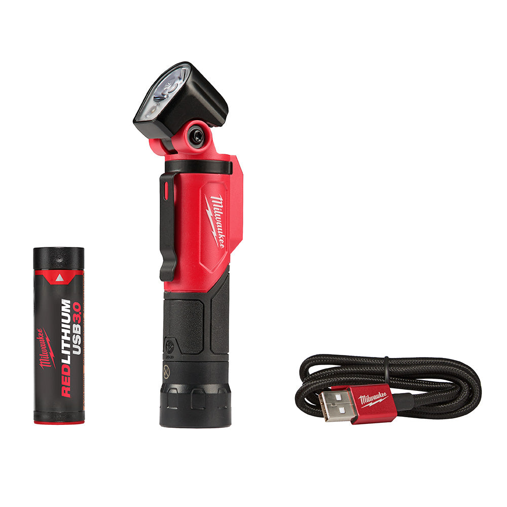 Milwaukee Electric Usb Rechargeable Pivoting Flashlight, 500 Lumens, Incl. Battery & Usb Cord - MLW-2113-21 | GarageAndFab.com