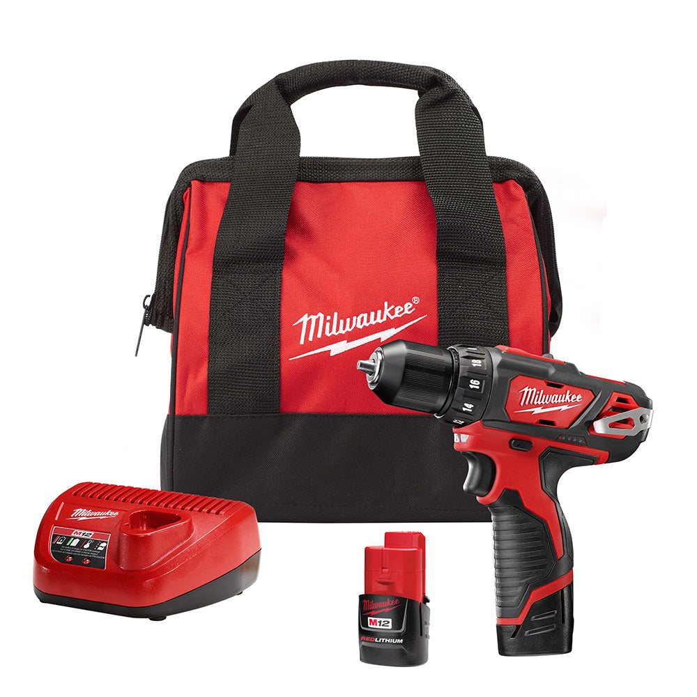 Milwaukee Electric M12 3/8 Drill Driver Kit - MLW-2407-22 | GarageAndFab.com