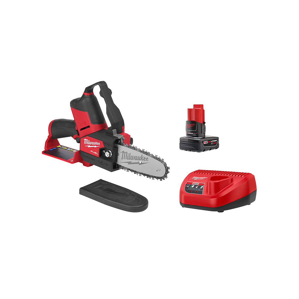 Milwaukee Electric M12 Fuel Hatchet 6" Pruning Saw Kit, (1) M12 Redlithium Xc 4.0 Extension Ended Capacity Battery, (1) Charger - MLW-2527-21 | GarageAndFab.com