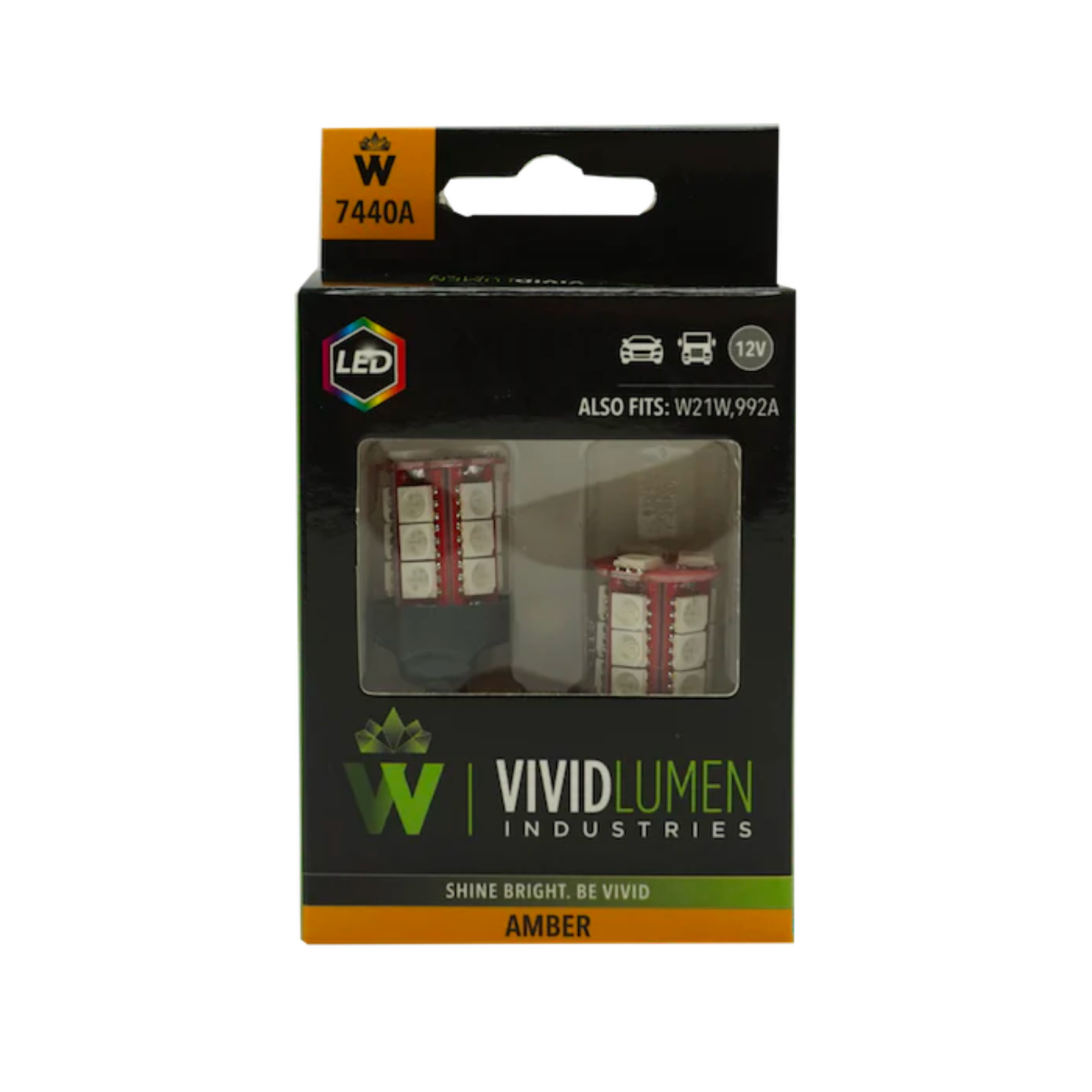 Vivid 7440A-SMD Long Lasting Led Bulbs 7440 Amber Pair | GarageAndFab.com