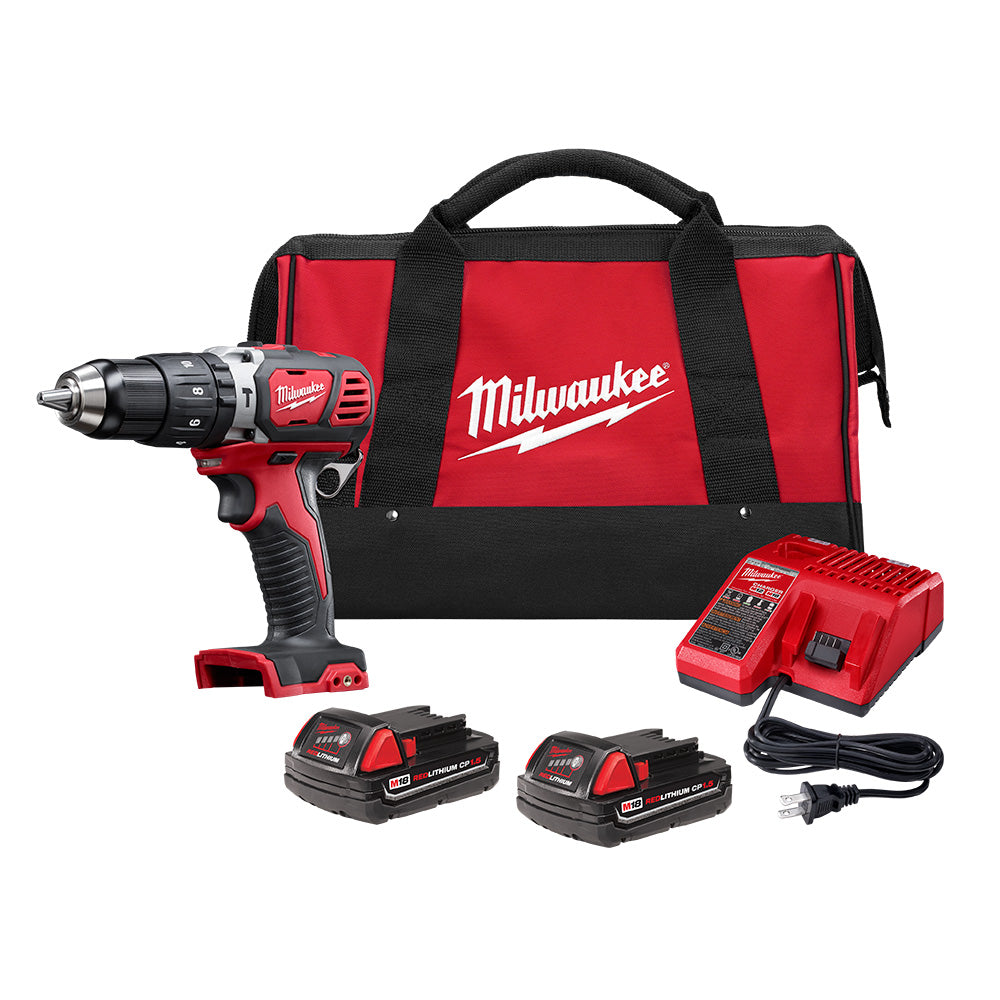 Milwaukee Electric M18 18V 1/2" Hammer Drill/Driver Kit - MLW-2607-22CT | GarageAndFab.com