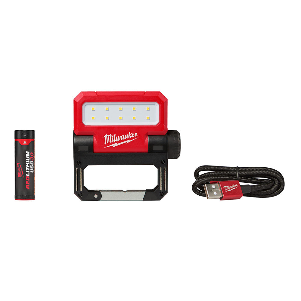 Milwaukee Electric Usb Rechargeable Rover Pivoting Flood Light, 550 Lumens, Incl. Battery & Usb Cord - MLW-2114-21 | GarageAndFab.com