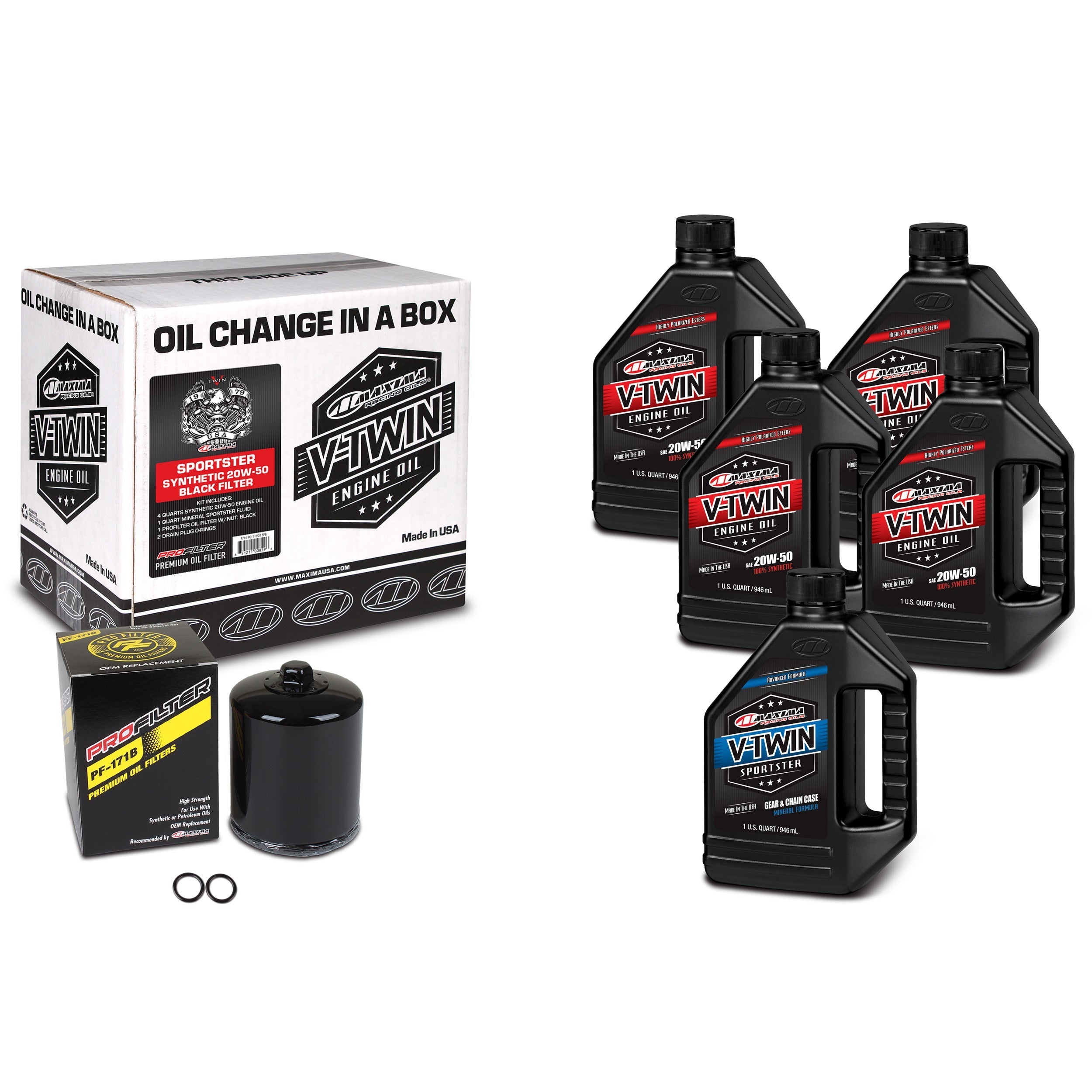 Maxima Racing Oils V-Twin Oil Full Change Kit (90-119015Pb) | GarageAndFab.com