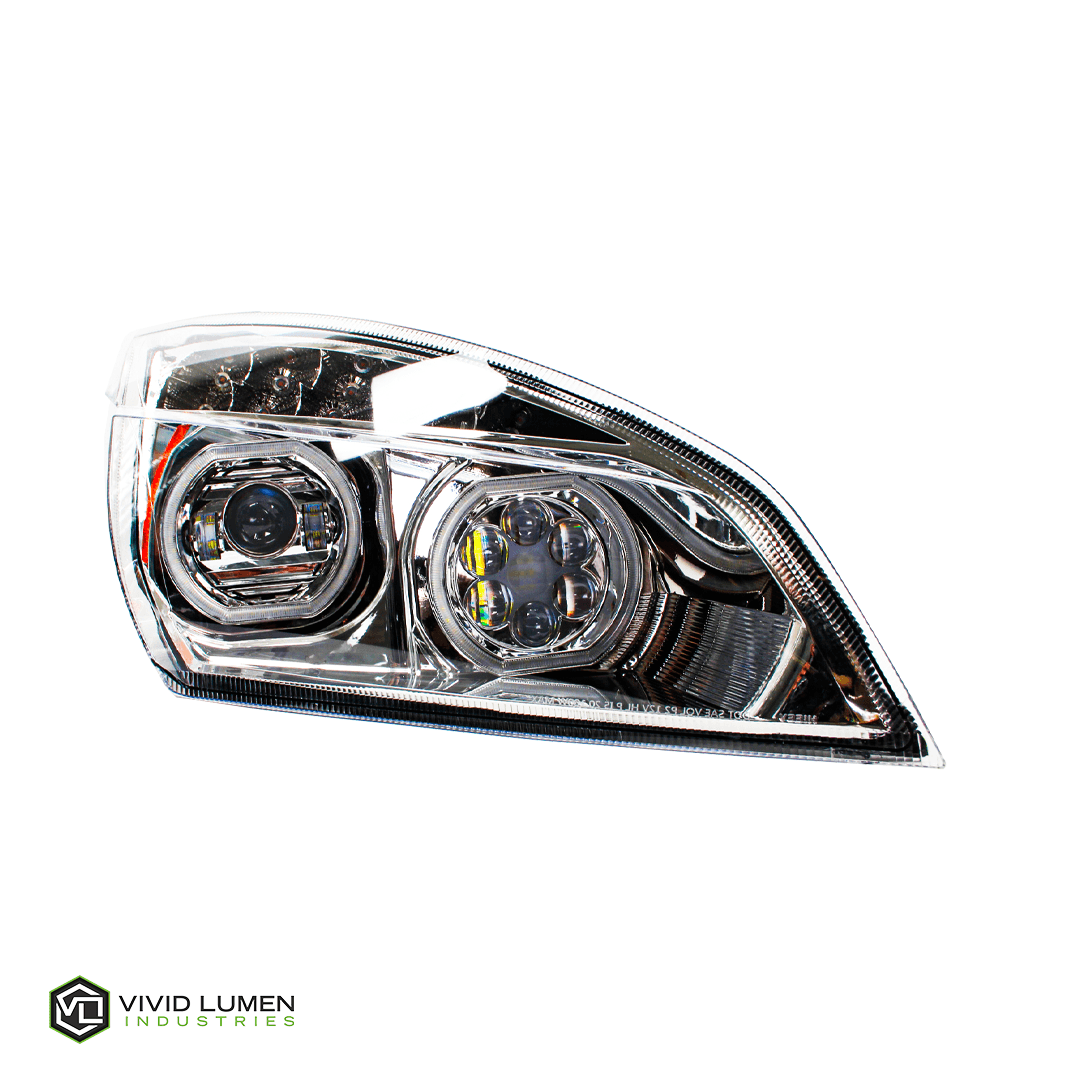 Vivid FL02-P Brilliant Series Freightliner Cascadia Led Headlight Chrome Passenger 2018-Current | GarageAndFab.com