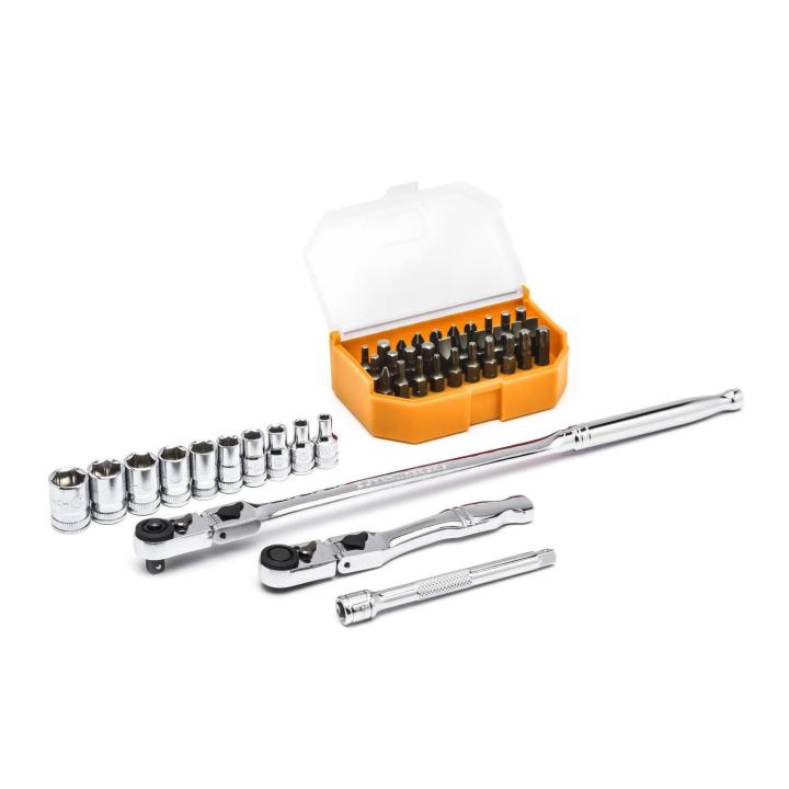 GearWrench 1/4DR Lck Flx Hd Rat & Bit Drv Set 43 Pc - GWR-81031 | GarageAndFab.com