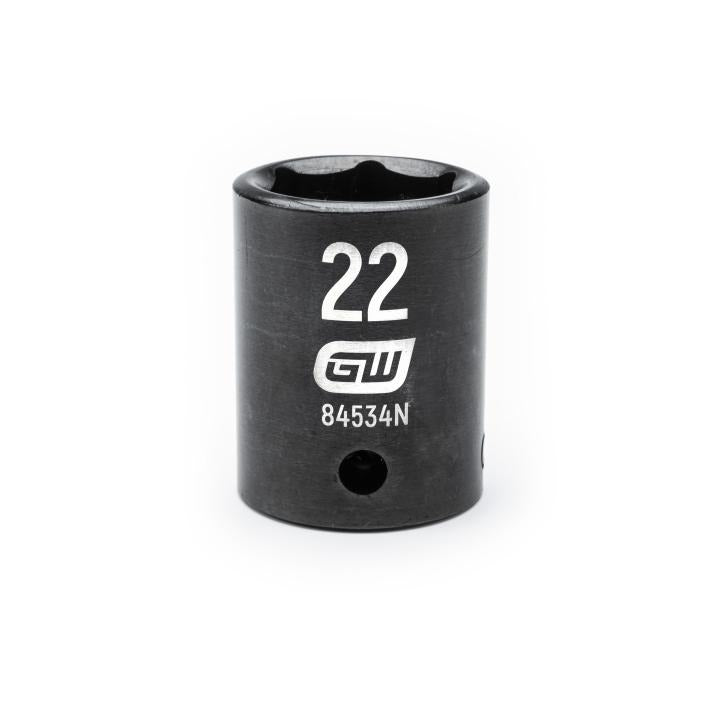 GearWrench 1/2"Drive 22MM Standard Impact Socket - GWR-84534N | GarageAndFab.com