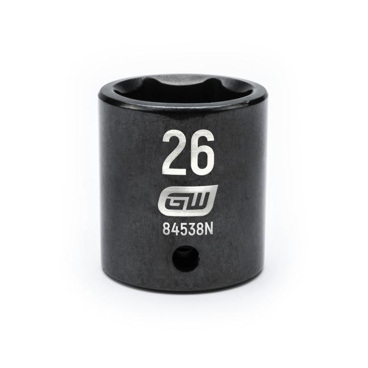 GearWrench 1/2"Drive 26MM Standard Impact Socket - GWR-84538N | GarageAndFab.com