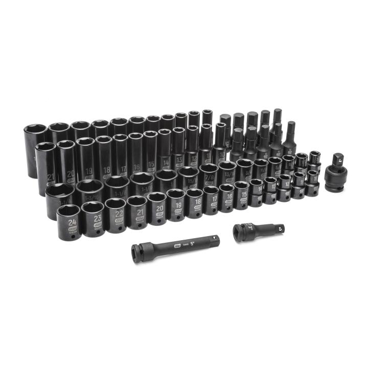 GearWrench 65Pc 1/2" Dr. Std/Deep Sae/MM Impact Socke - GWR-89095 | GarageAndFab.com