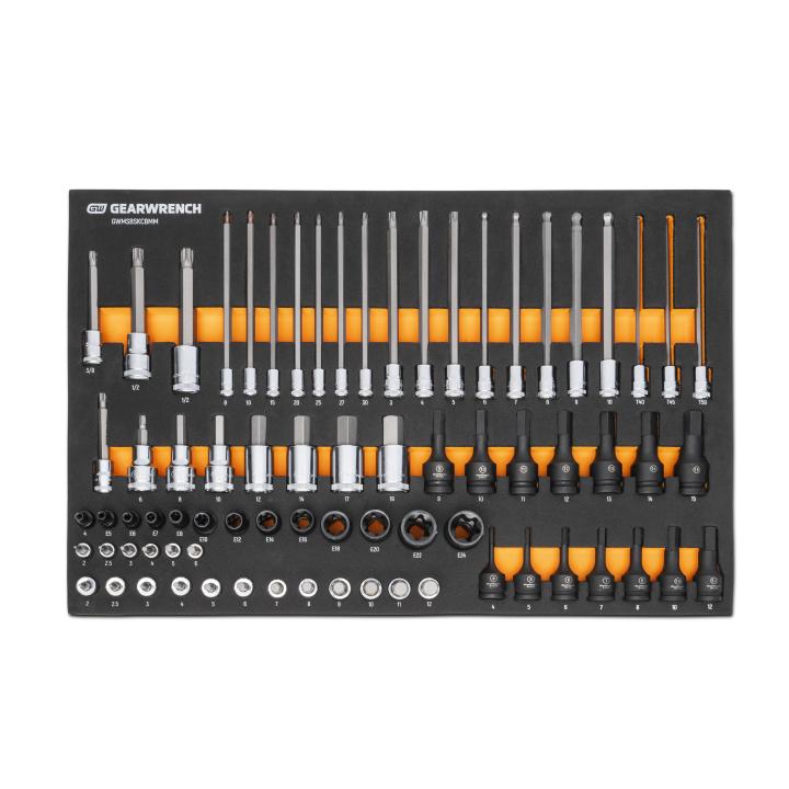 GearWrench Modset Bit Sockets MM, 74 Pc - GWR-GWMSBSKCBMM | GarageAndFab.com