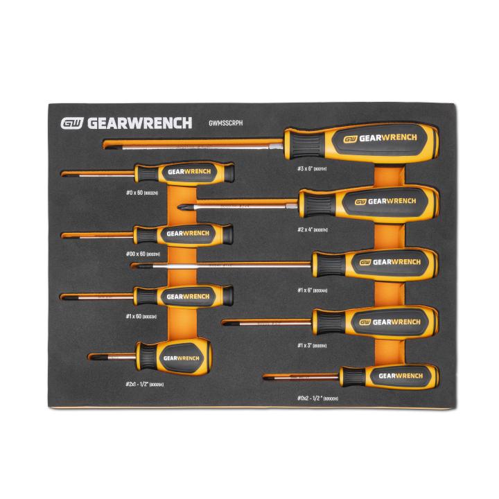 GearWrench Modset Screwdrivers - Phillips, 9 Pc - GWR-GWMSSCRPH | GarageAndFab.com