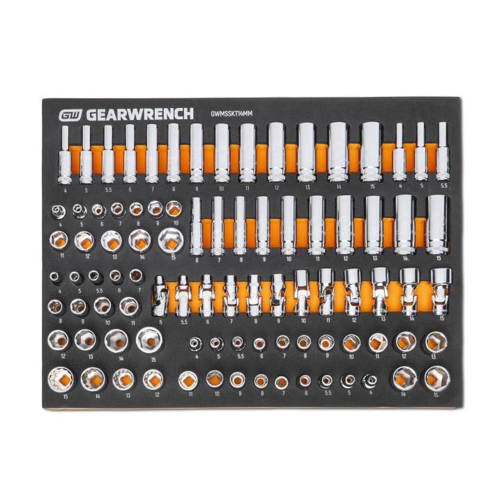 GearWrench Modset 1/4" Drive Sockets MM, 89 Pc - GWR-GWMSSKT14MM | GarageAndFab.com