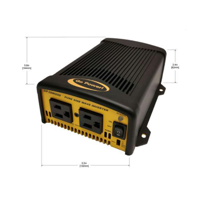 Go Power GP-ISW200 200W Industrial Pure Sine Wave Inverter | GarageAndFab.com | Munro Industries