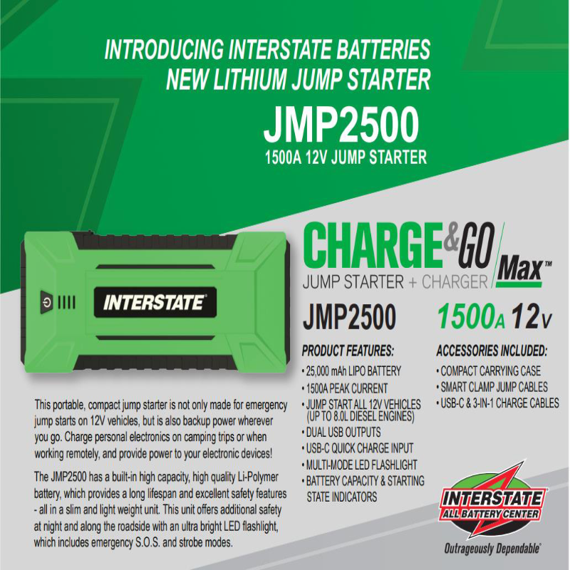 Interstate JMP2500 JumpStarter | GarageAndFab.com | Munro Industries