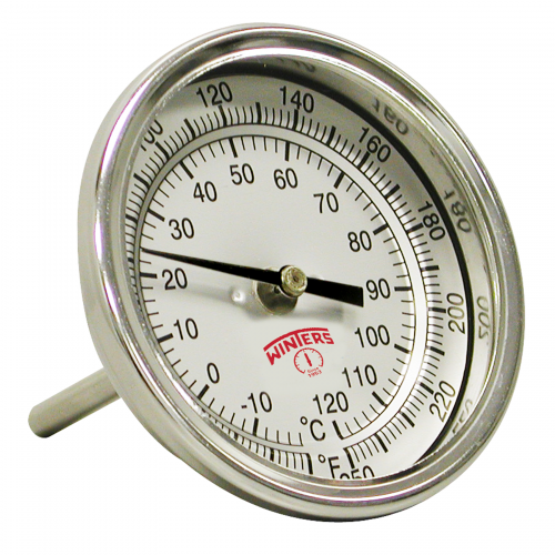 Fairview 0-250F;Bi-Metal Tamperproof Thermometer;1/2NPT;3in dial;2.5in ADJ Item #: FVF-TH-250SS25ADJ3-D | GarageAndFab.com