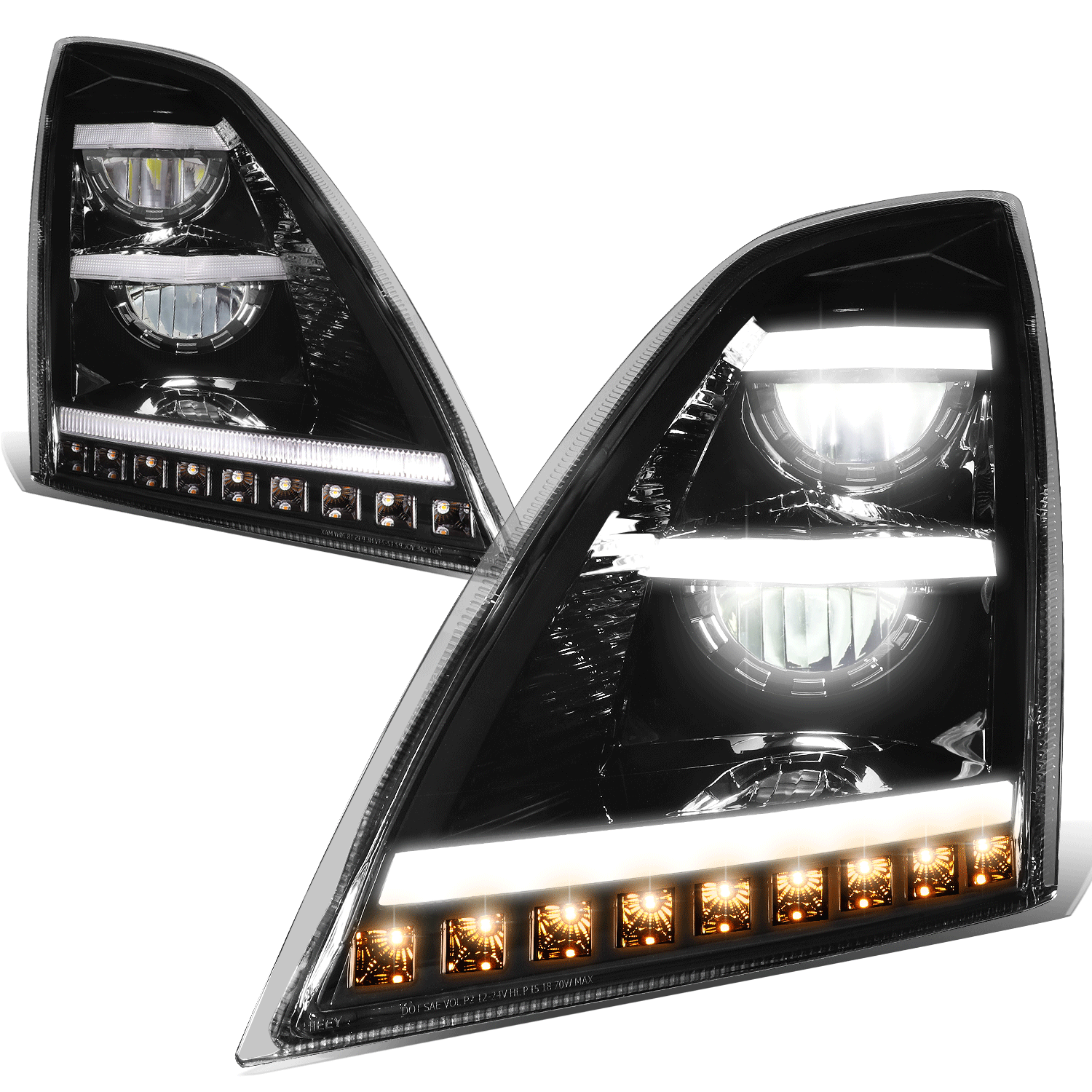 Vivid VL04-P Brilliant Series Volvo VNL VNR Led Headlight Black Passenger 2018+ | GarageAndFab.com