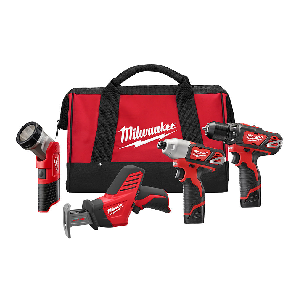 Milwaukee Electric M12 4-Tool Combo Kit - 2498-24 - MLW-2498-24 | GarageAndFab.com