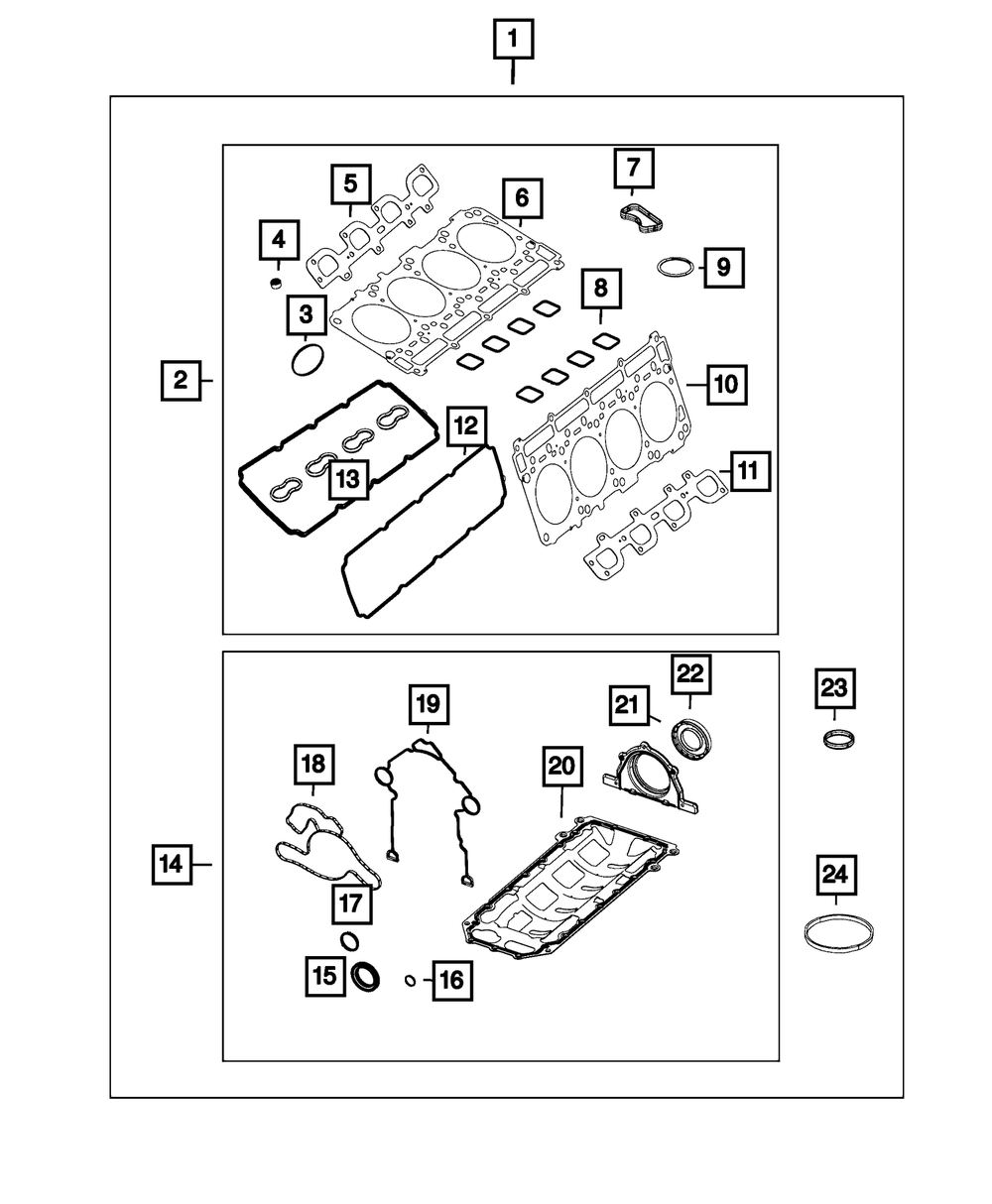 Mopar Long Block Engine Gasket Kit - 68294132AB | GarageAndFab.com