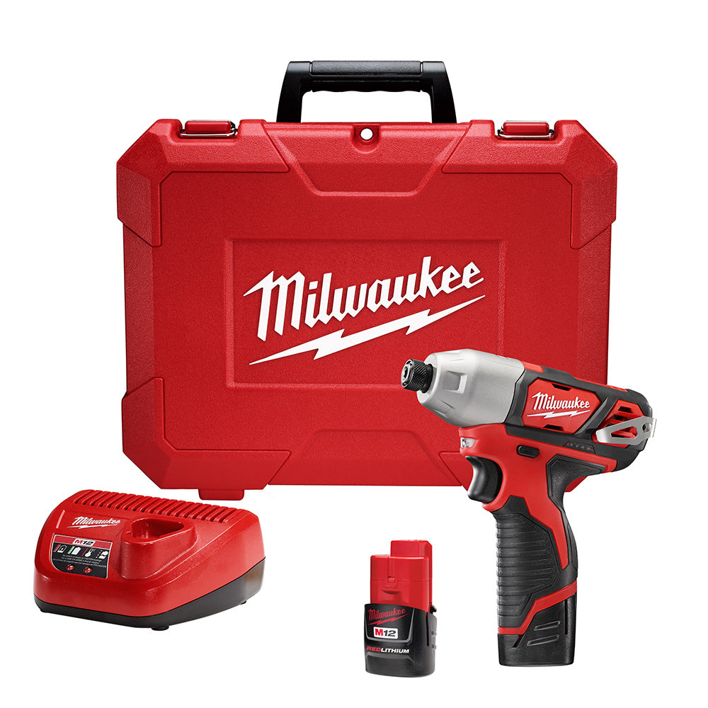 Milwaukee Electric M12 1/4 Hex Impact Driver - Kit - MLW-2462-22 | GarageAndFab.com