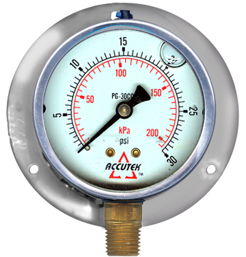 Fairview 0-30 Liquid Gauge;4Face;1/4MPT Stem;w/Flange Item #: FVF-PG-30SGRF | GarageAndFab.com